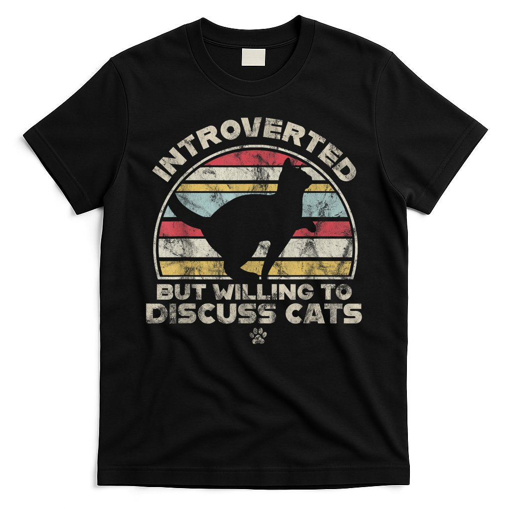 Retro Style Introverted But Willing To Discuss Cats Vintage T-Shirt Hoodie, Sweatshirt | CoreVibeTees.com