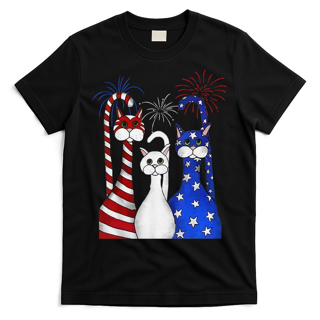 Red White Blue Cats USA Flag Firework 4th Of July T-Shirt Hoodie, Sweatshirt | CoreVibeTees.com