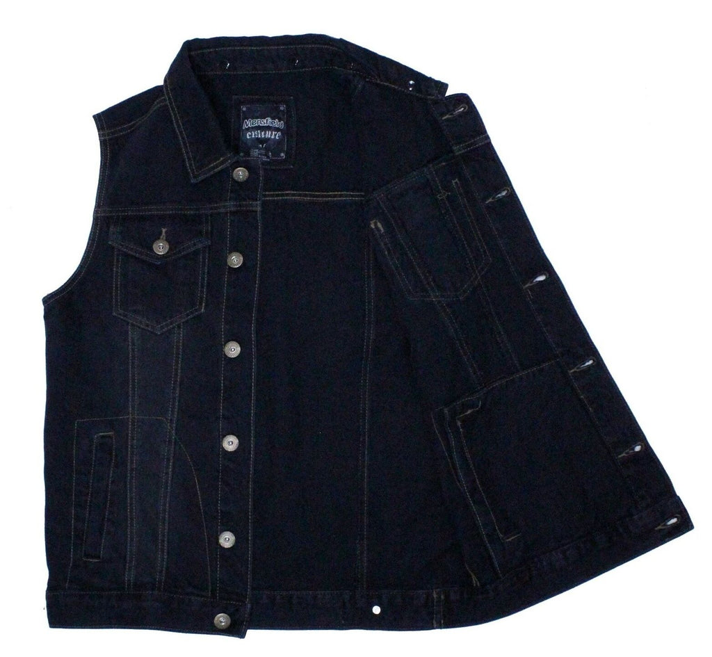 Black Washed Denim Battle Vest w/ Detachable Hoodie T-Shirts, Sweatshirt | CoreVibeTees.com (Image 5)