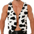Velvet Cow Print Tank Top Men Sleeveless Muscle Shirt Casual Muscle Workout Vest