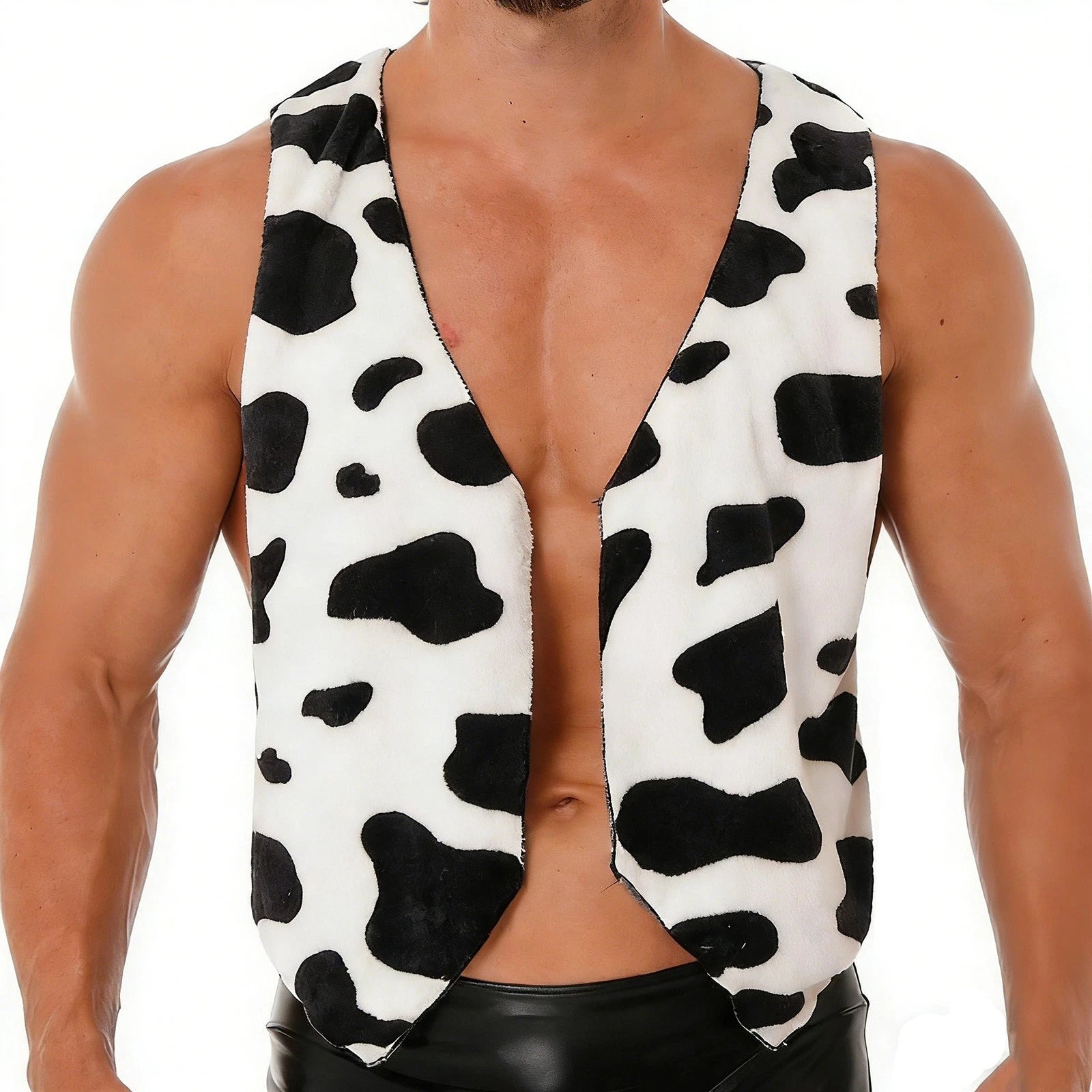 Velvet Cow Print Tank Top Men Sleeveless Muscle Shirt Casual Muscle Workout Vest