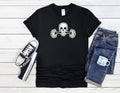 Skull with Barbell T-Shirt Fitness Men Women Unisex Shirt Hoodie Baseball 4267