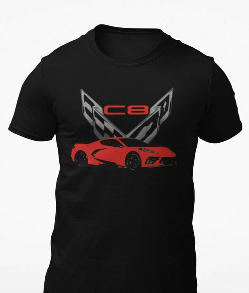 2020 Mid Engine Red vette C8 Short-Sleeve Unisex T-Shirt