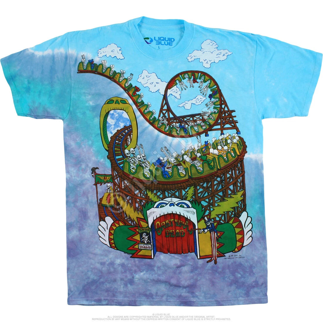 GRATEFUL DEAD-AMUSEMENT PARK-BEAR-SYF-2 Sdd TIE DYE T SHIRT M-L-XL-2X,4X,5X Wier