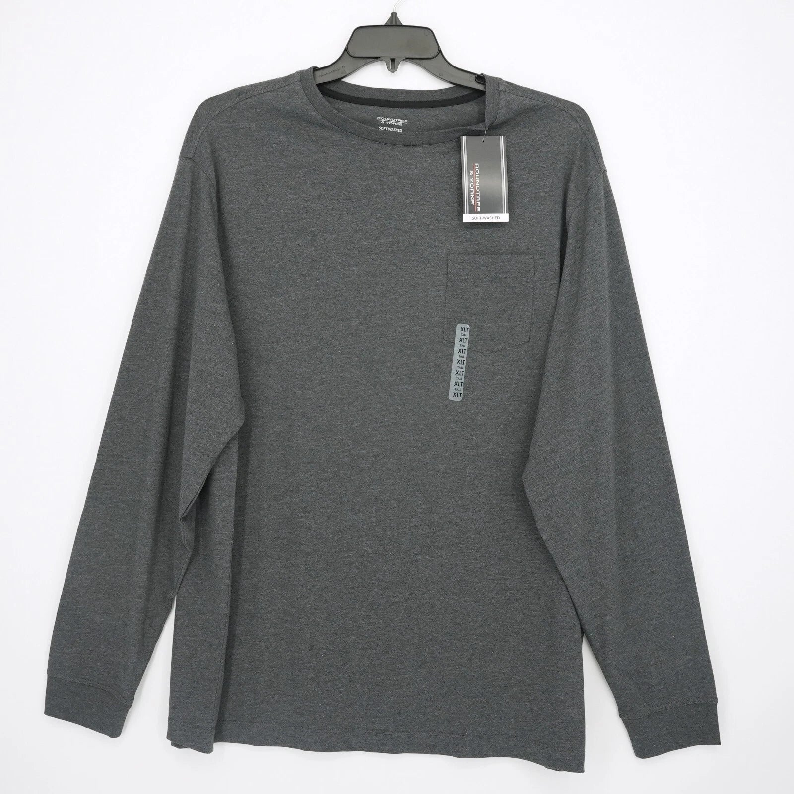 Roundtree & Yorke Men's Long-Sleeve Shirt XLT Charcoal Heather Soft-Washed NWT