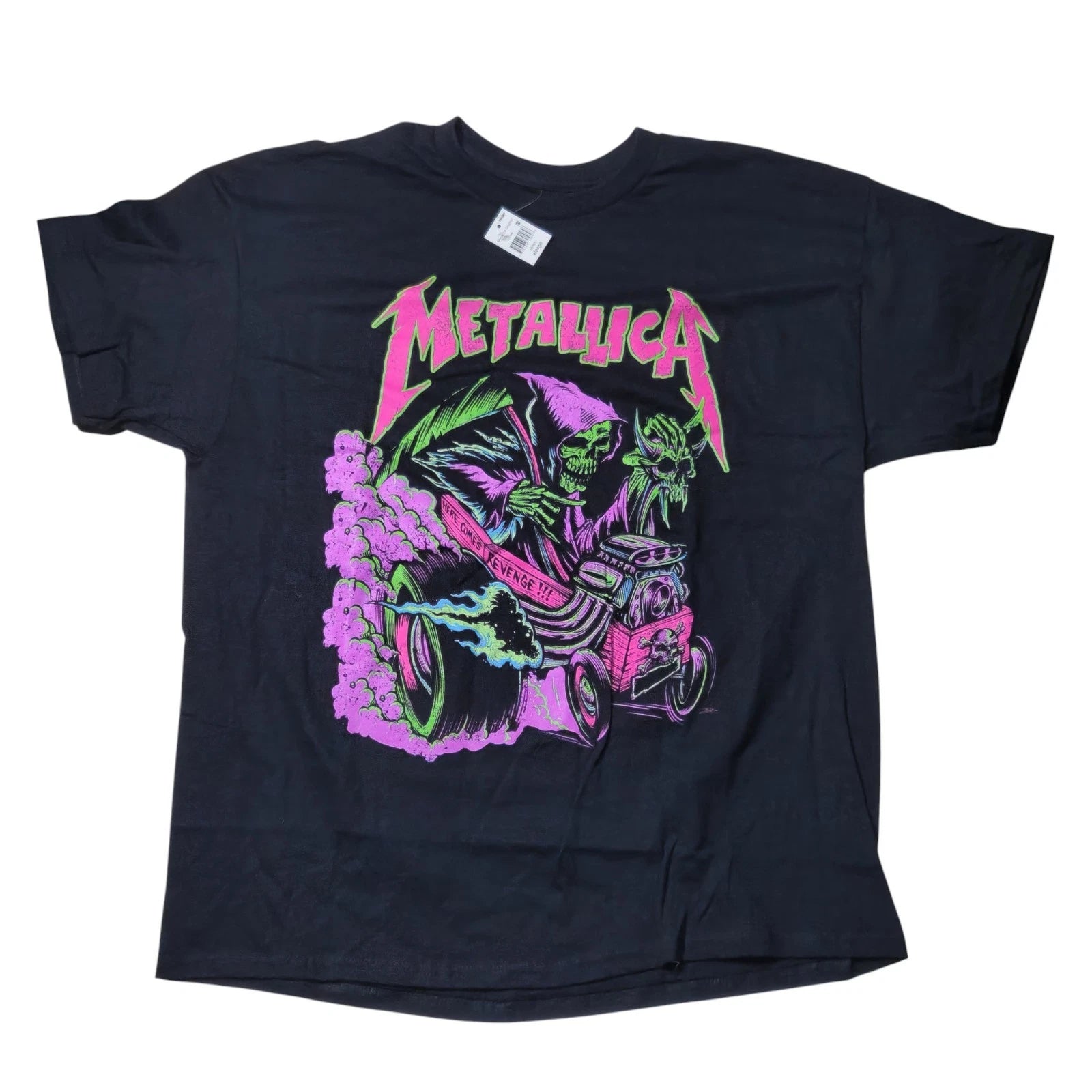 Metallica Here Comes Revenge Men's Size 2XL Black Cotton Blacklight T-Shirt 2025