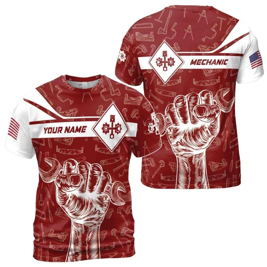 Customize Name Mechanic Hand Tool Set Dad Gift 3D T-Shirt S-5XL