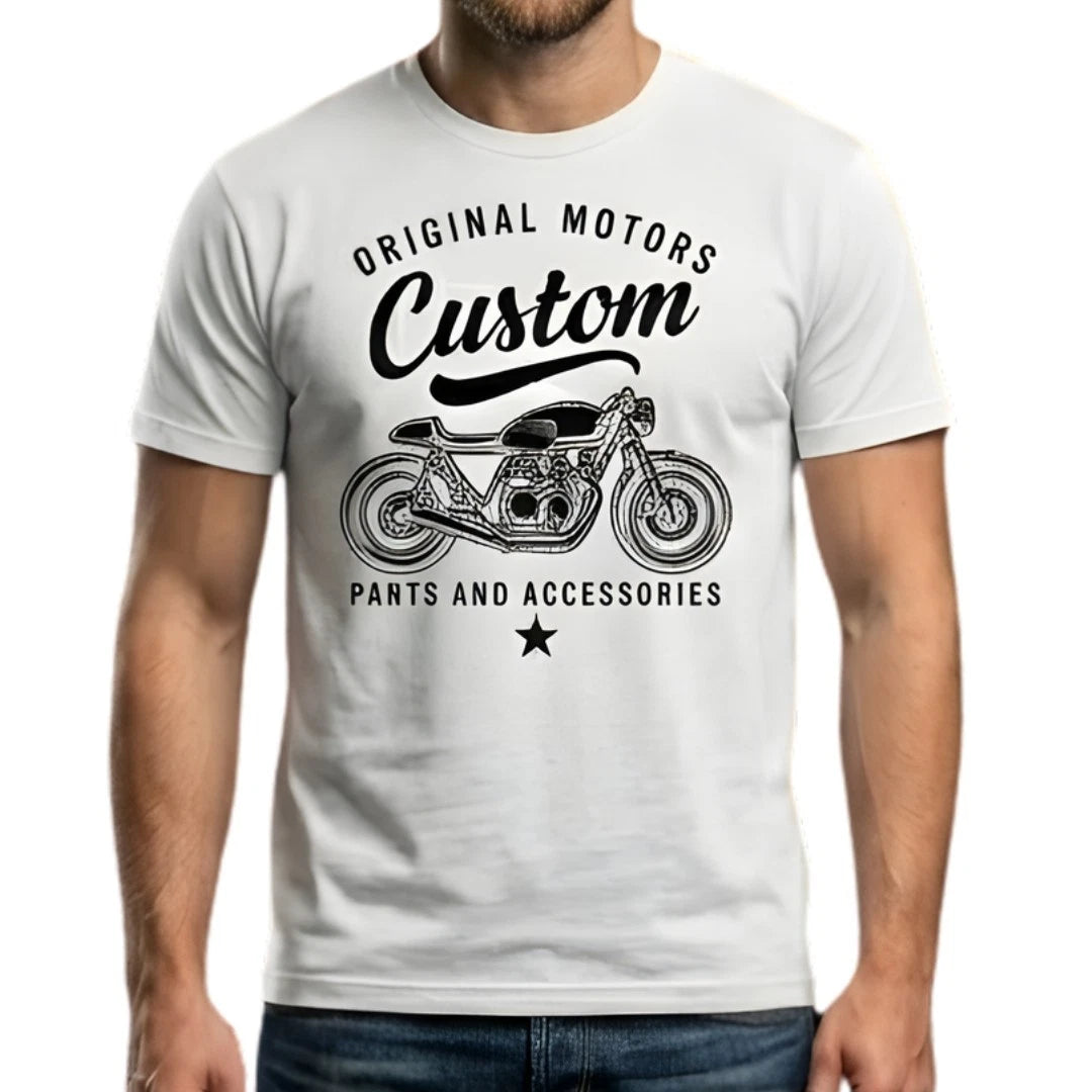Custom Motorcycle Graphic Tee | Men's Vintage Biker Style Cotton T-Shirt