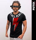 Pistol Boutique Men's Fitted Black Crew Neck BOWIE REBEL LIGHTNING BOLT T-shirt