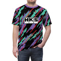 HKS Old Logo Sublimation Retro Oil Slick Shirt, HKS Oil Slick Sport Shirt