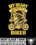 My Heart Belongs To A Biker Mintage Motorcycle Skull Helmet Goggles T-shirt WS99