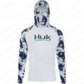 HUK UPF 50+ Fishing Hoodie Long Sleeve Face Cover Quick Dry UV Protection Jersey