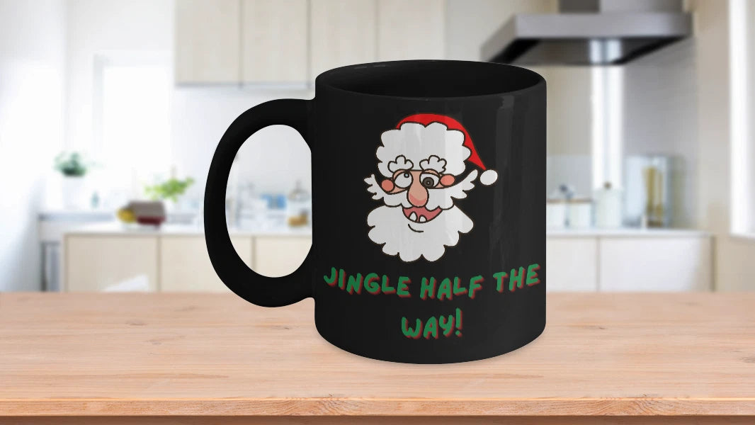 Funny Drunk Santa Coffee Mug, Funny Stocking Stuffer Teacup, Jingle Half The Way