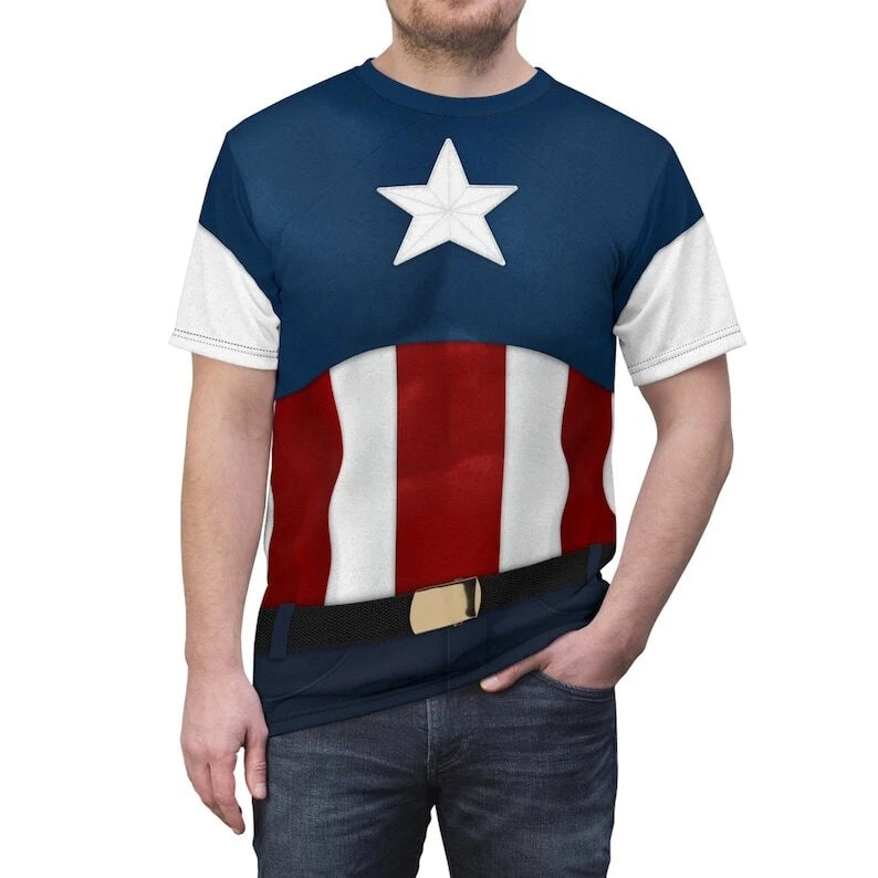 Captain America Stars and Stripes Uniform Superhero Tshirt 3D Printed