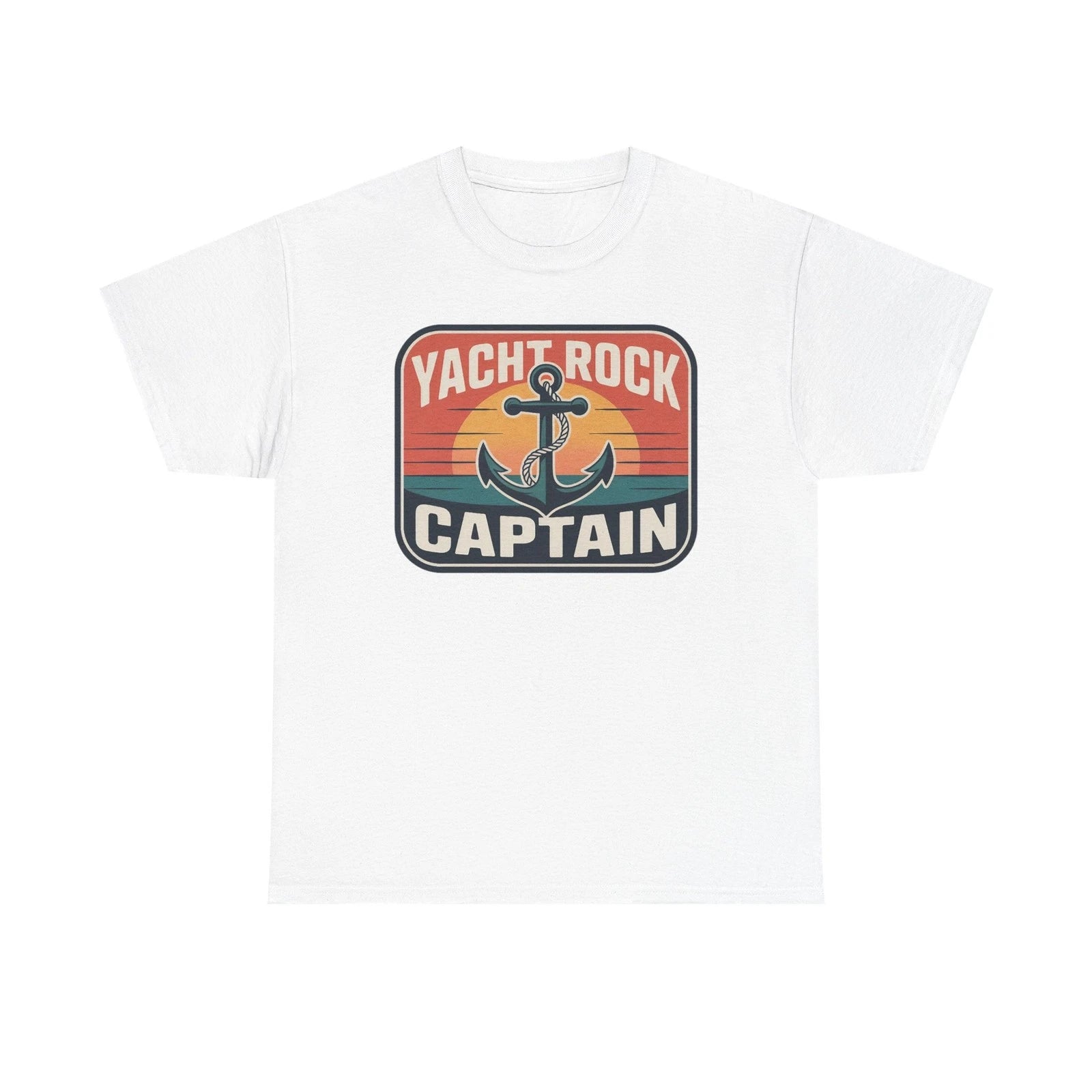 Yacht Rock Captain T-Shirt | Vintage Sunset Anchor Graphic Tee | 70s 80s Vibes