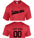 Custom Script with Personal Back T-Shirt - Baseball Tail Name and or Number