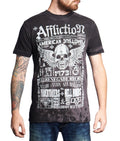 Affliction Men Crew Neck S/S Shirt Skull Wings American Customs in Charcoal Wash
