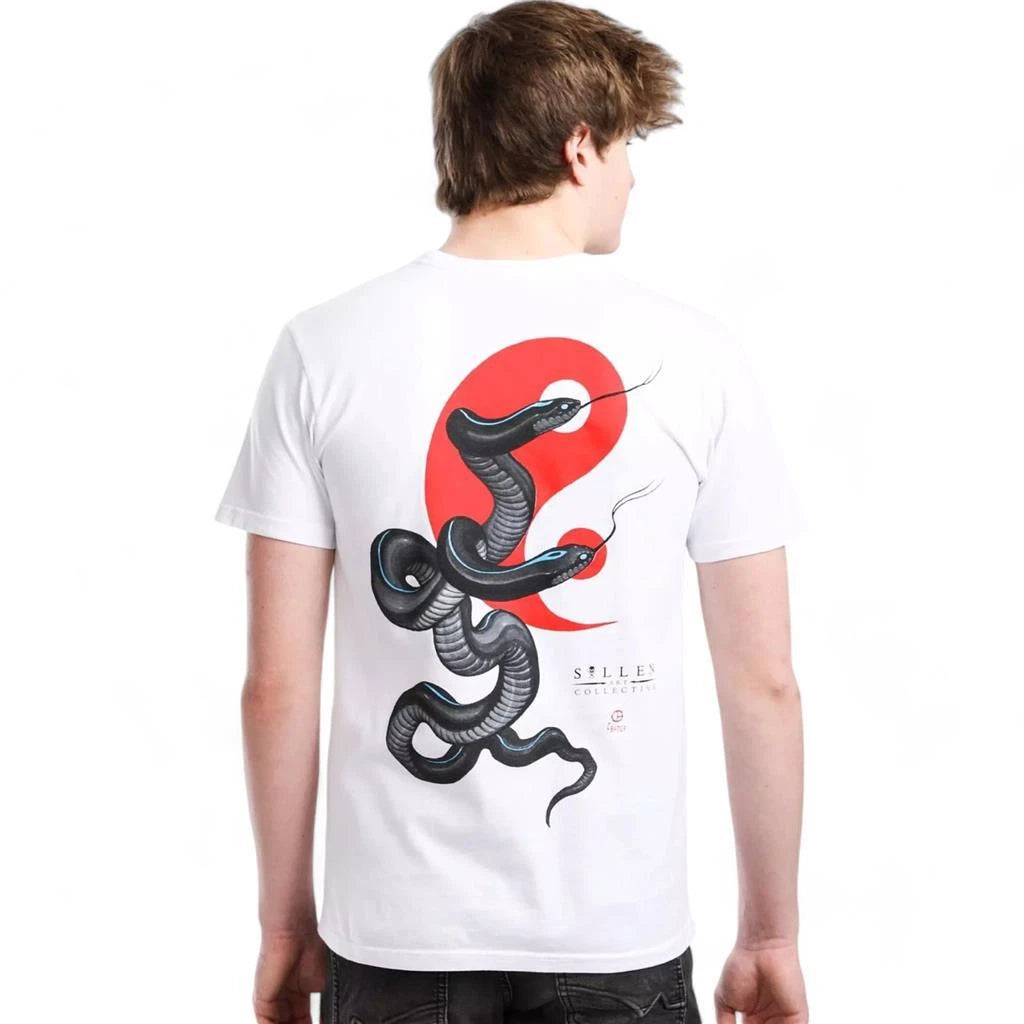 Men's Sullen Art Collective Balanced Snake White Premium Tee T-Shirt S-4XL