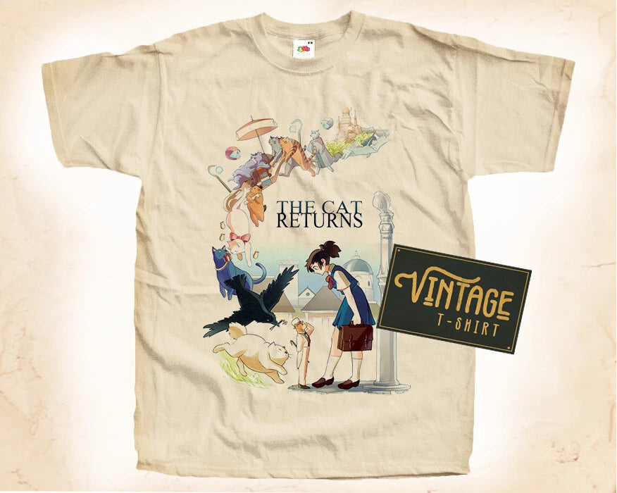 The Cat Returns T SHIRT Tee Movie Poster Vintage Natural sizes S to 5XL