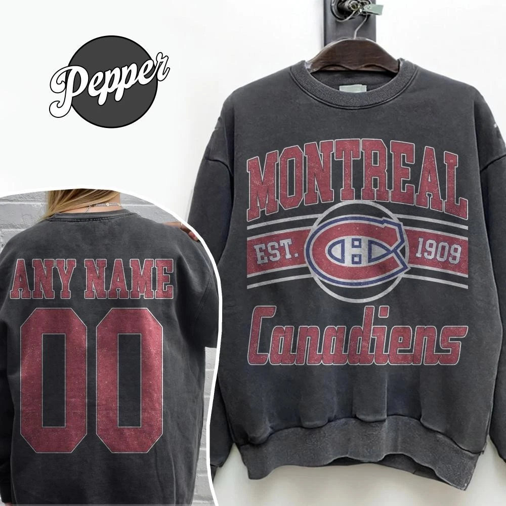 Custom 90s Montreal Canadiens Vintage Sweatshirt Comfort Color Pepper S - 3XL