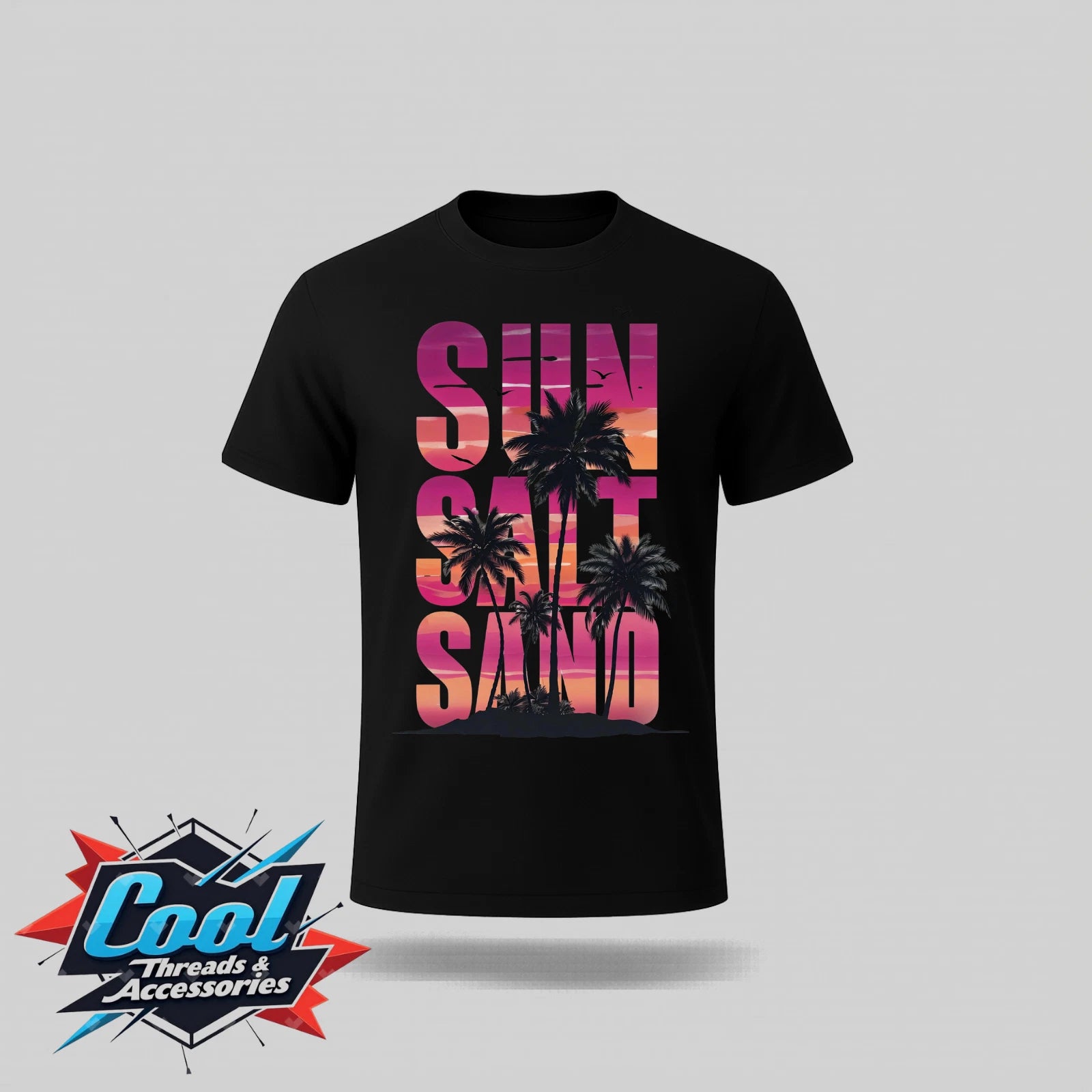 Cool Threads Unisex T Shirt Sun Salt Sand Beach Palm Tree