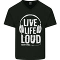 Music Live Life Loud Rock n Roll Guitar Mens V-Neck Cotton T-Shirt