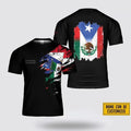 Custom Name Mexico and Puerto Rico Flag 3D All Over Print T-Shirt