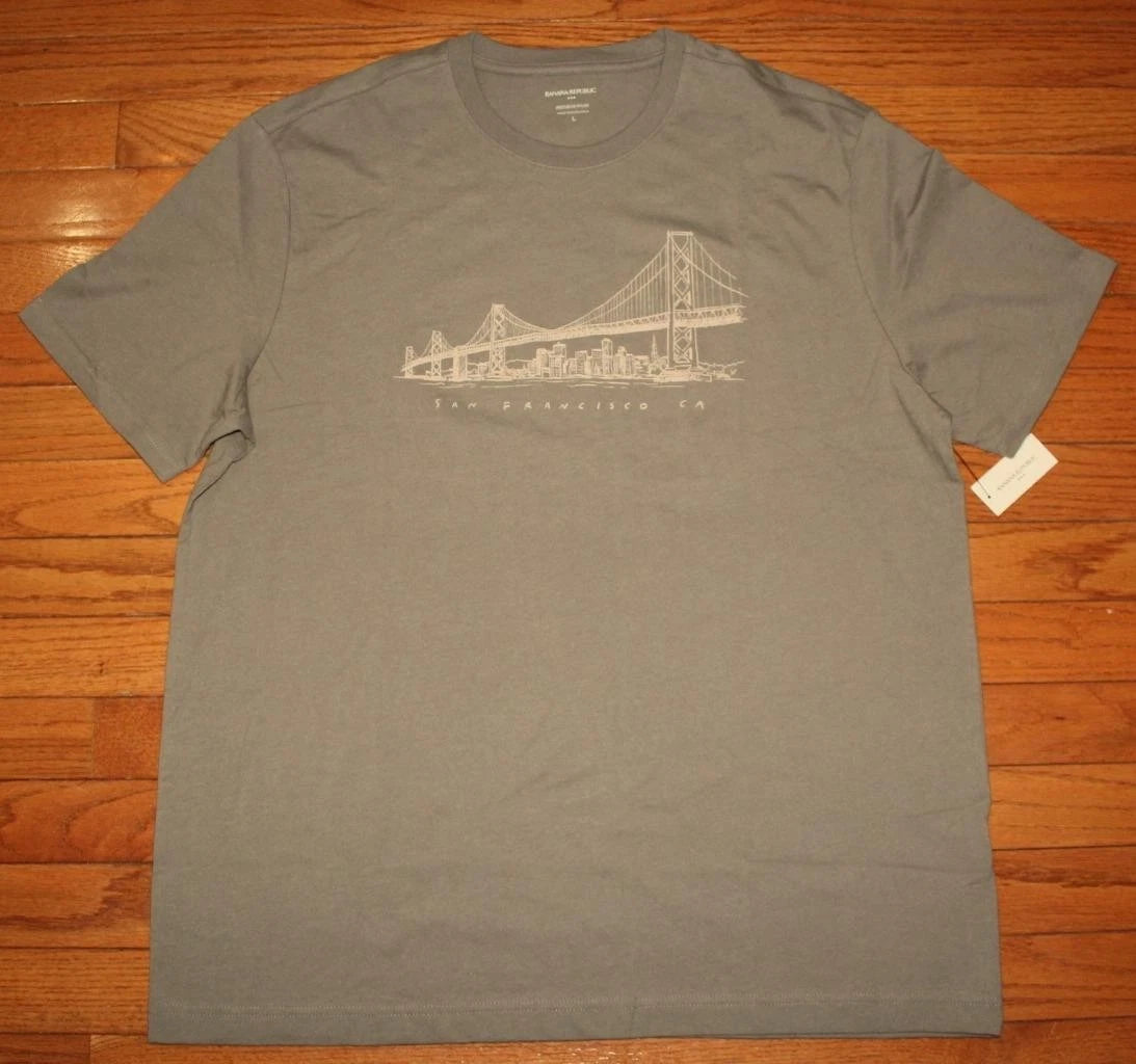 Mens BANANA REPUBLIC SAN FRANCISCO Graphic Tee PREMIUM WASH T-Shirt LARGE *1A