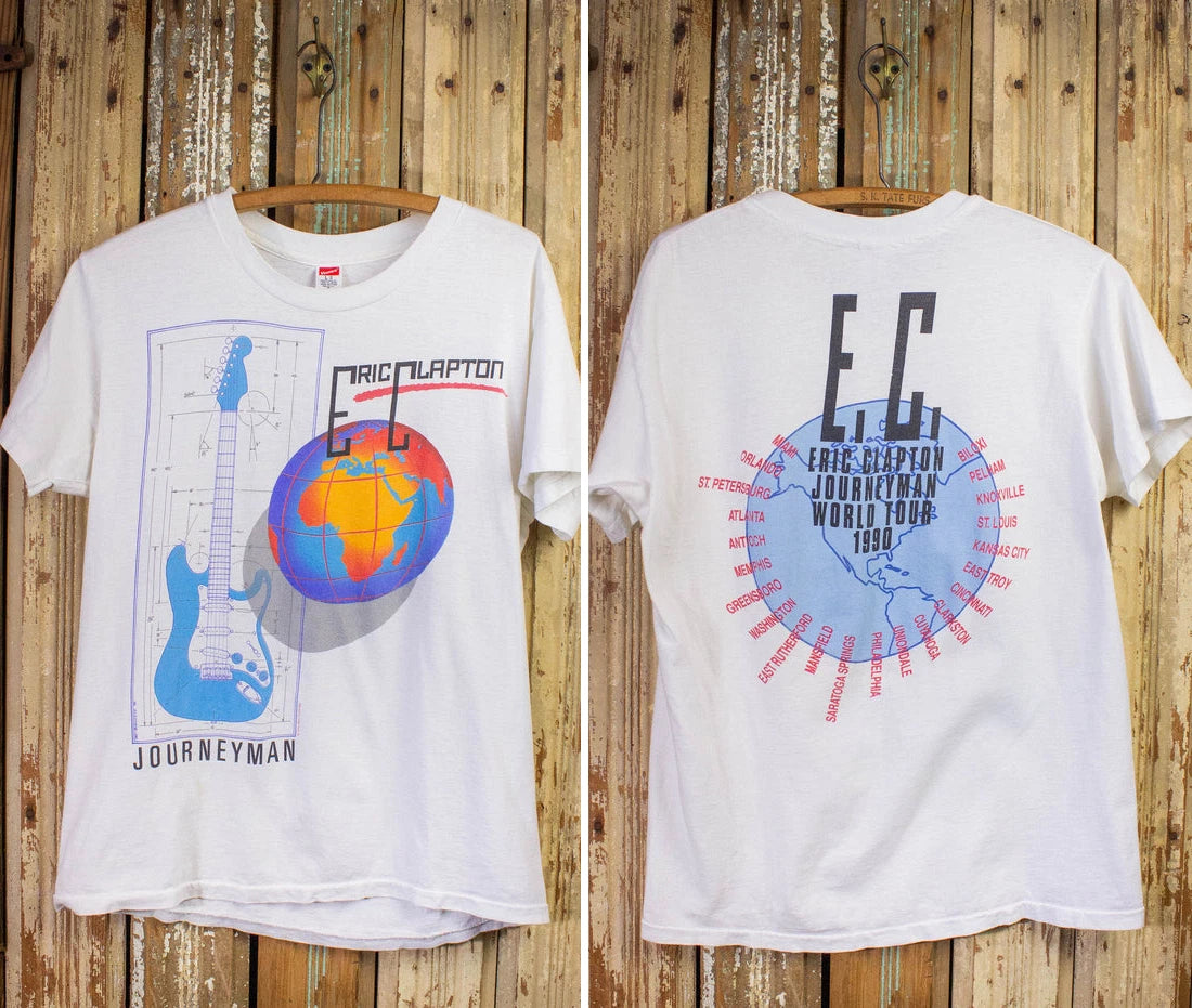 Vintage Eric Clapton Journeyman Tour Concert T Shirt 1990 White
