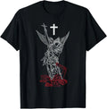Saint Michael The Archangel Defeating Satan Warrior Faith T-Shirt