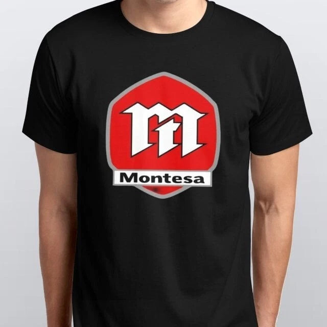 Montesa  Style  Motorcycle Printed T Shirt womens Mens white Black