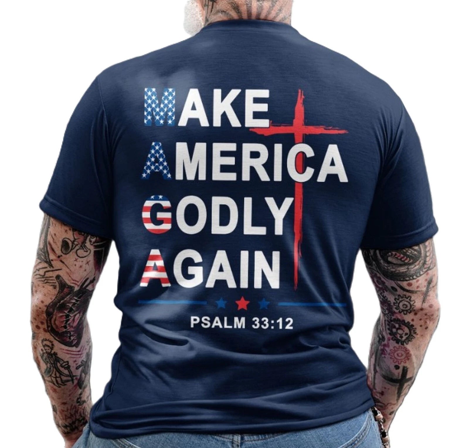 Make America Godly Again Psalm 33:12 T-Shirt, Jesus MAGA Shirt, Patriotic Shirt