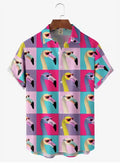 Mens Button Down Shirts Funny Flamingo Printed Hawaiian Tops Novelty Ugly Gag