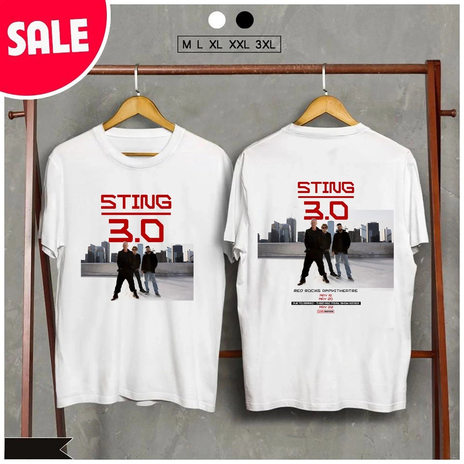 The Sting 3.0 Tour May 2025 Date In Red Rocks T Shirt White All Size