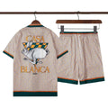 Casablanca full print check rabbit logo print casual short sleeve set for men an