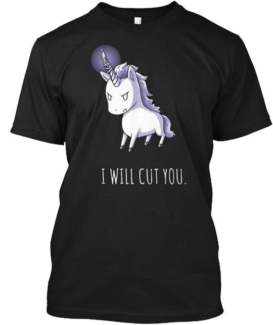 I Will Cut You Angry Unicorn Tee T-Shirt Made in the USA Size S to 5XL