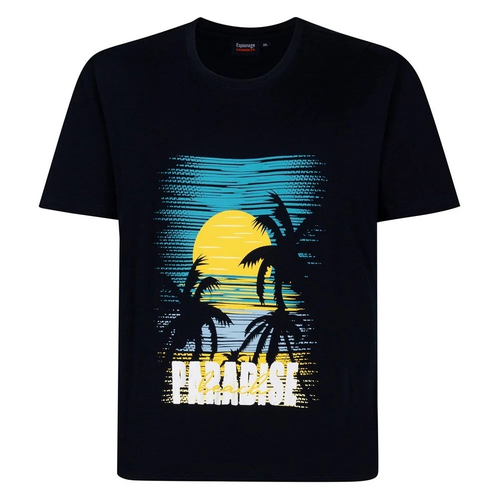 NEW IN ESPIONAGE NAVY PARADISE TEE SHIRT T448 2XL3XL 4XL5XL6XL7XL8XL