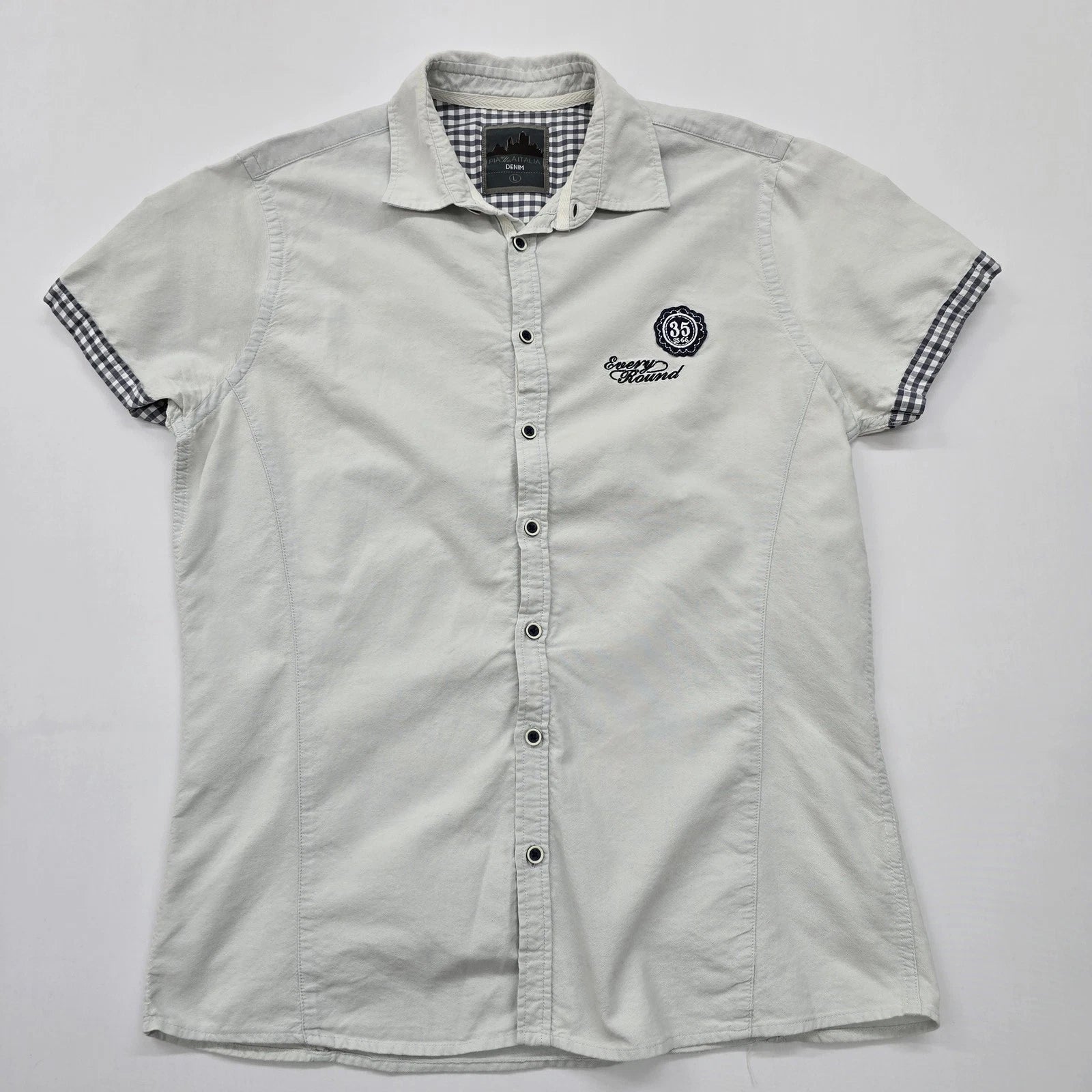 Pia Attalia Unisex White Denim Button-Up Shirt Size L