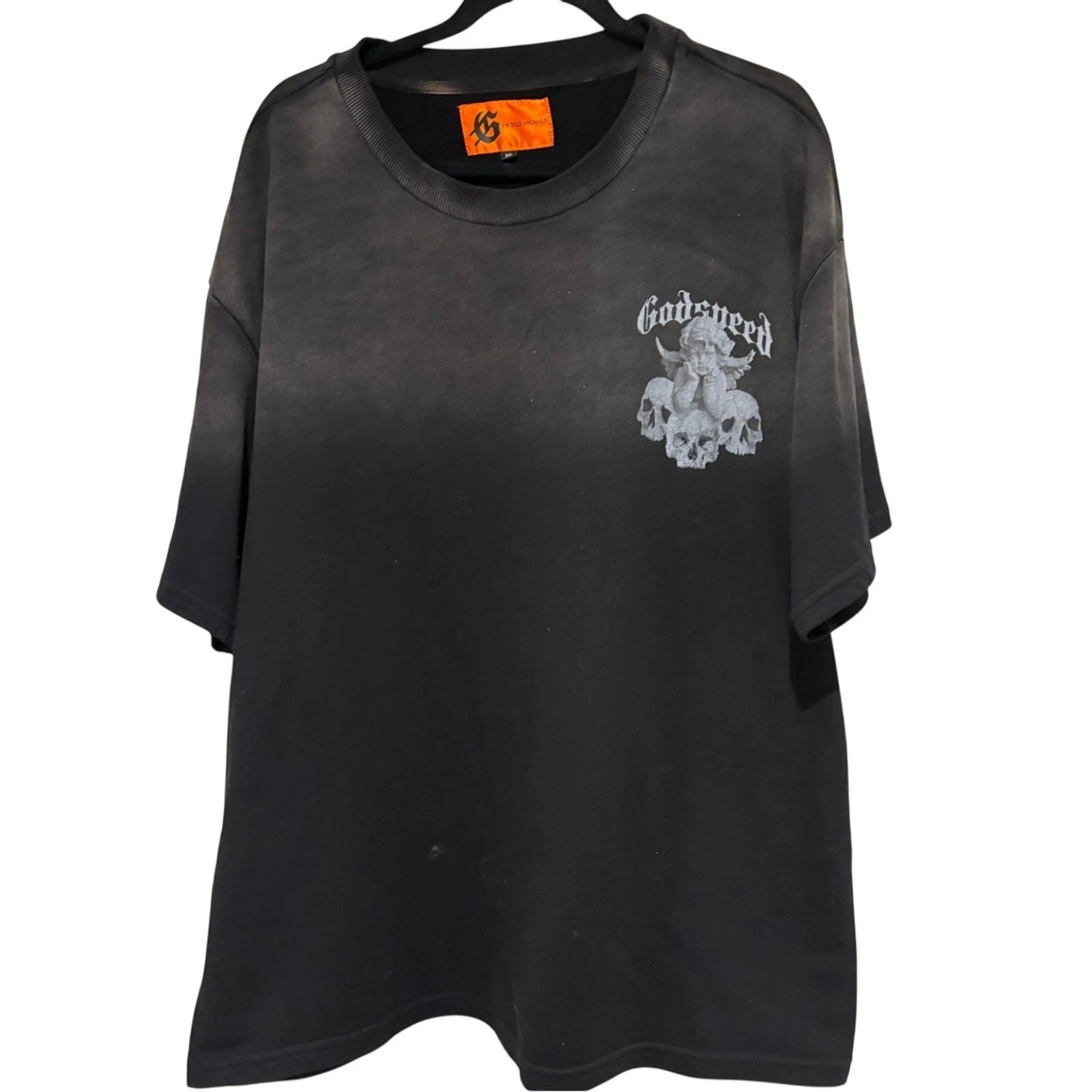 Godspeed FW23 Archives Angel Skull T-Shirt XL Black Streetwear Graphic Oversized