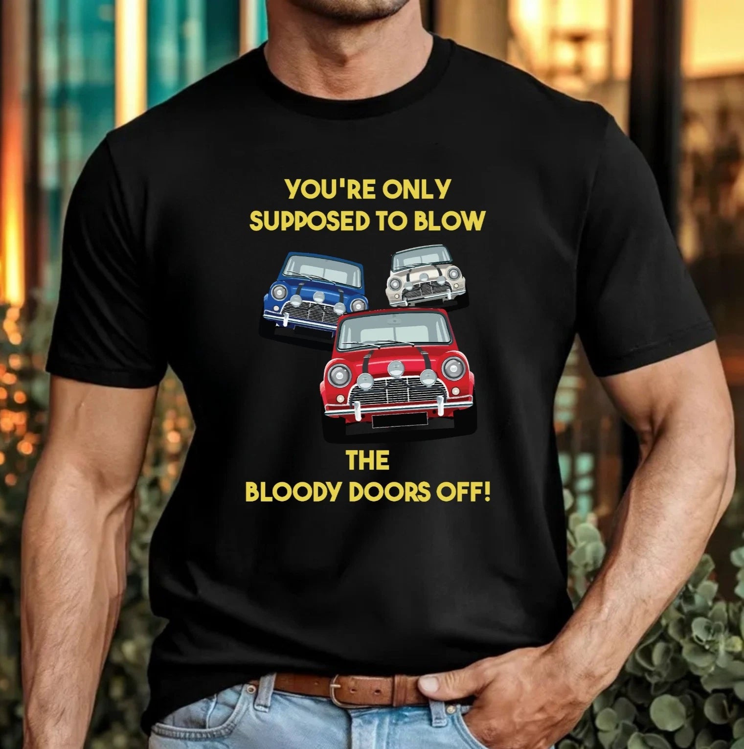 Retro Mini Cooper T-Shirt Classic Car Lover Vintage British Movie Graphic Top