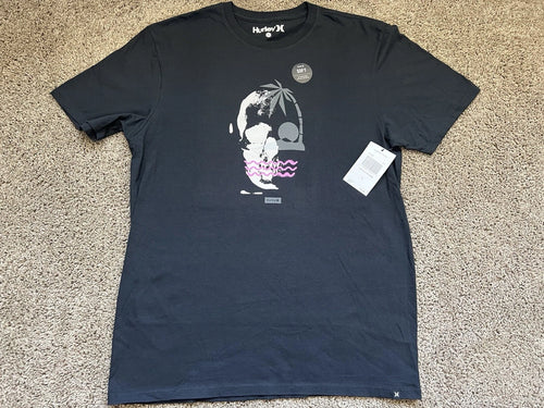 $25 BRAND NEW HURLEY MENS FIT PREMIUM TEE T SHIRT SKULL ISLAND BLACK S SMALL