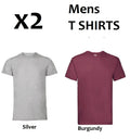 2 x Mens RUSSELL 165M premium FOTL. LARGE  T shirt top Brand new silver burgundy