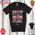 Custom Name Blessed Be Called Mom Grandma; Mother's Day Floral Family T-Shirt