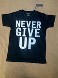Never Give Up Black T-Shirt Size L Motivational Graphic Cotton Unisex Fitness