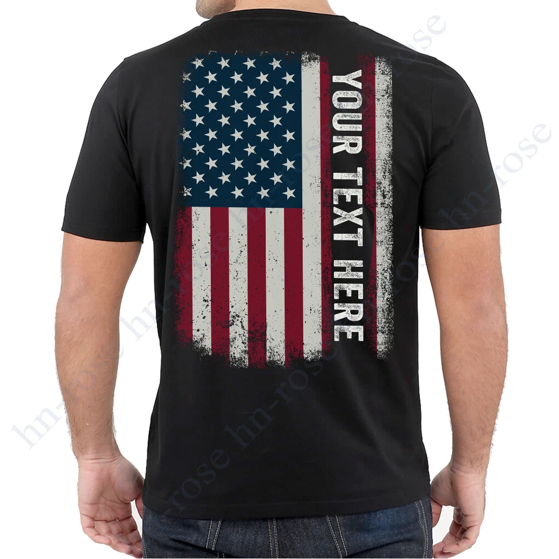 Add Your Text, Proud Your Name, US Flag Personalized Patriotic Custom T-shirt
