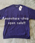 BLUE BLUE JAPAN Washi Paper Blend Knit T-Shirt Purple Oversized Made in Japan