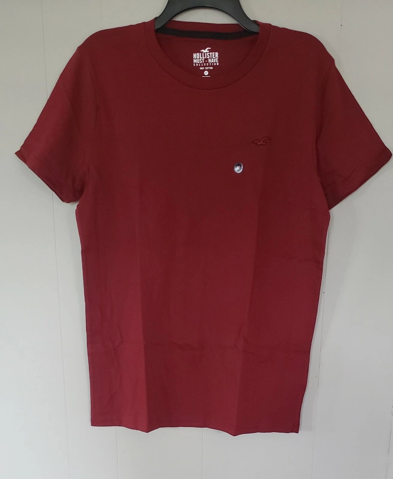Hollister Men's Must-Have Crewneck Short Sleeves T-Shirt Burgundy Size Medium