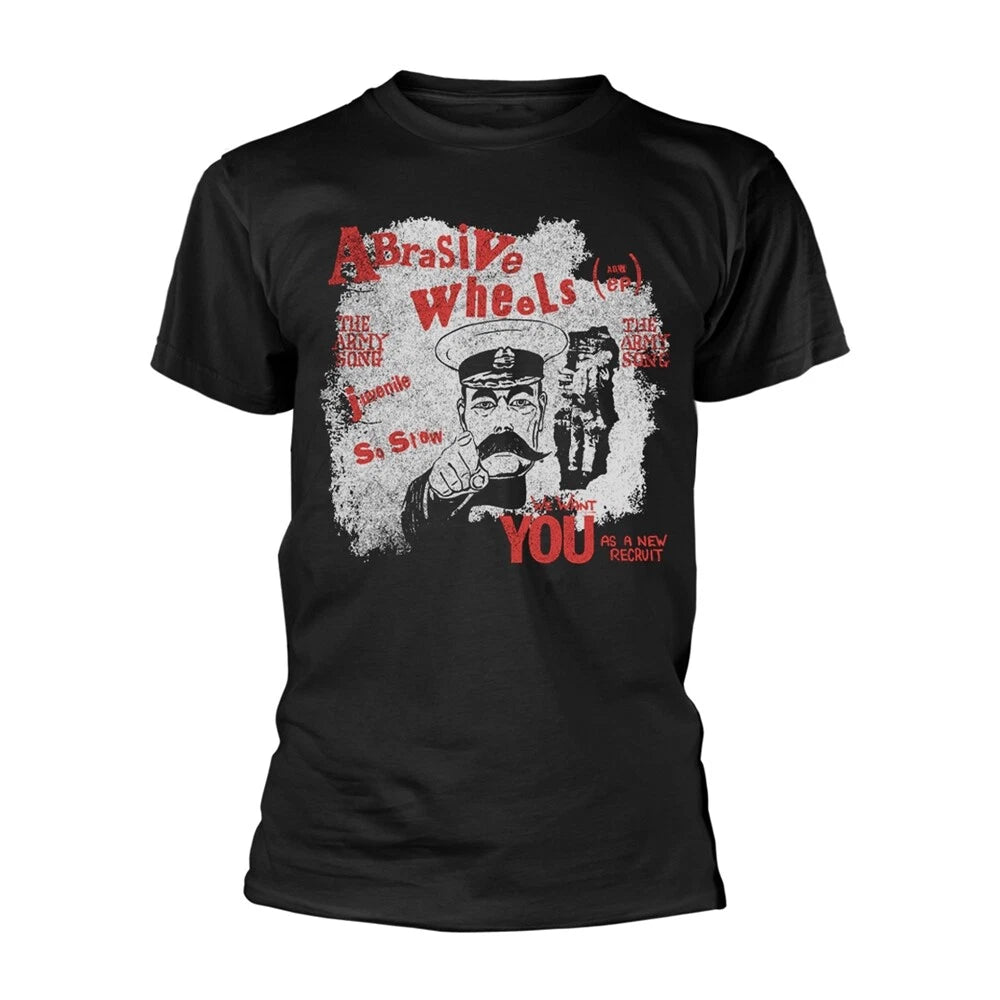 ABRASIVE WHEELS - Army Song - Official Black T-Shirt - punk *SALE PRICE £9.99