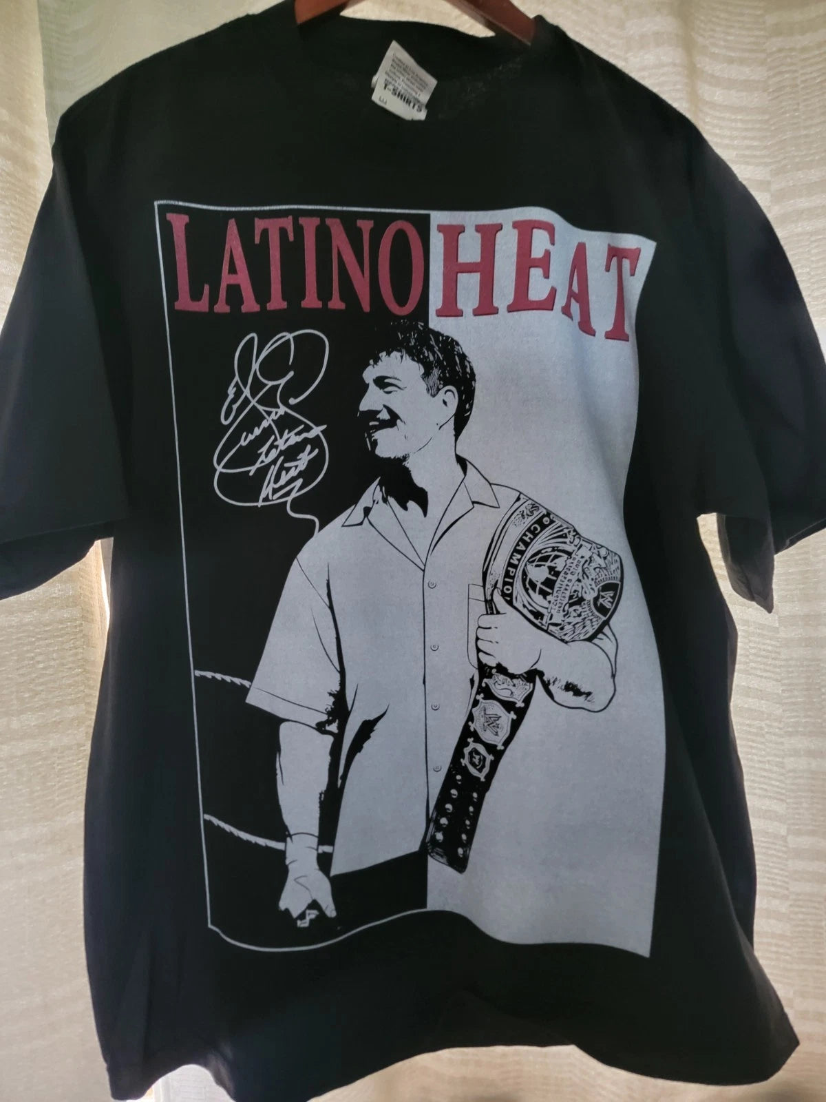 EDDIE GUERRERO LATINO HEAT ON A SHAKA HEAVYWEIGHT GARMET DYED T SHIRT "MODERN"