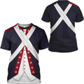 Revolutionary War Uniform Costume 3D Printed Army T Shirt Size S-5XL